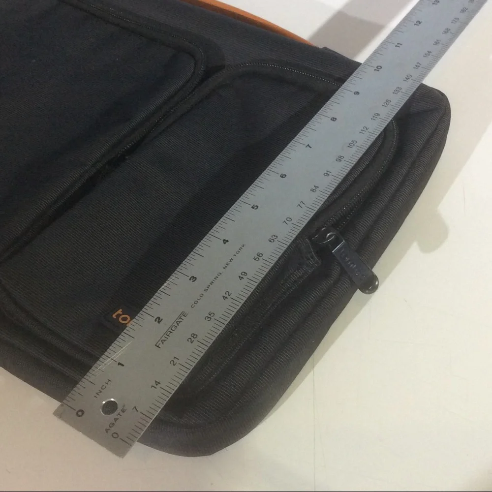 Tomtoc Black Laptop Tablet Bag 3 Compartment Padded Computer Case Zip Pockets